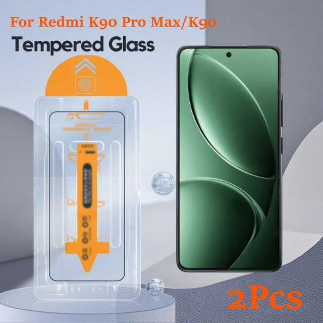 2er-Pack Displayschutz aus gehärtetem Glas für Xiaomi Redmi K90 Pro Max und Redmi K90, transparent, staubdicht mit Auto-Ausrichtungsset - Bild 1