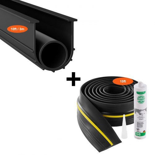 VEVOR Dichtungsset für Garagentorschwellen und -unterteile aus PVC in Schwarz mit U-Form und O-Ring sowie selbstklebendem Dichtungsstreifen - Bild 1