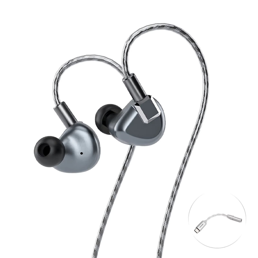 LETSHUOER S12 In-Ear-Monitore mit planarem Magnettreiber, kabelgebundene HiFi-Kopfhörer für Gaming, Grau, 3,5 mm Klinke - Bild 3