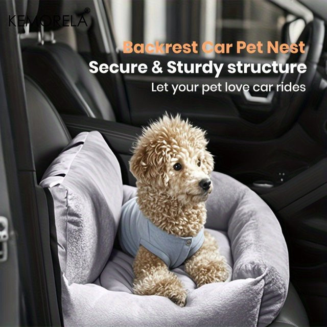 KEMORELA Autositz für Katzen und kleine Hunde, ergonomischer Haustierträger aus Polyester, grau - Bild 1