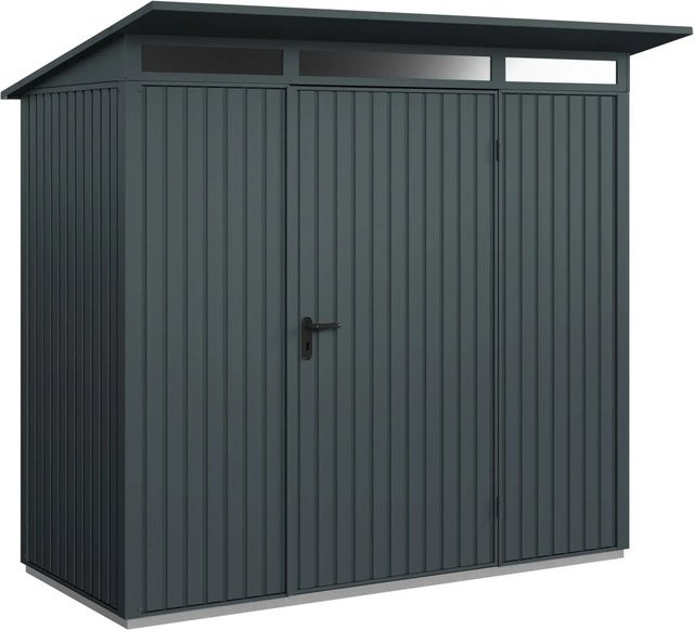 Hörmann Gerätehaus Trend mit Pultdach und Einzeltür in Anthrazitgrau, B/H/T: 238 x 228,6 x 107,8 cm - Bild 1