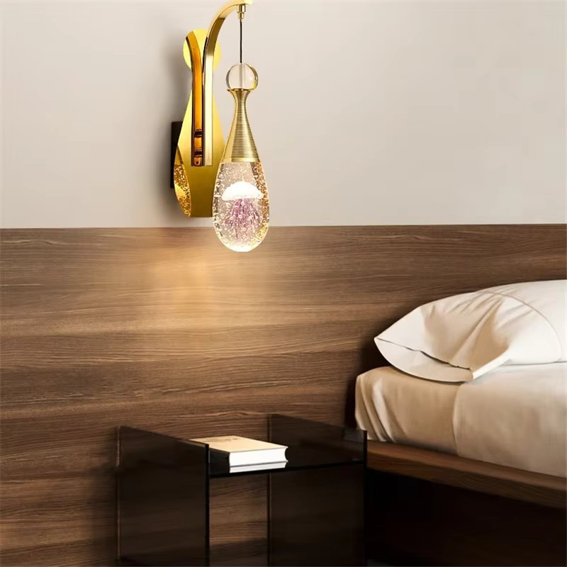 Lava Corki Nordic Moderne Luxus Kristall Wandleuchte in Quallen-Design, Farbe Gold/Messing, Transparent - Bild 3