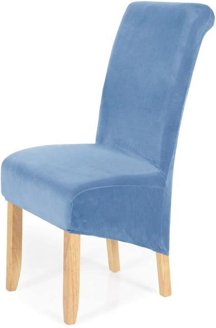 Waschbare Stretch-Samt-Bezüge für Esszimmerstühle von RTTIME in Himmelblau - Bild 1