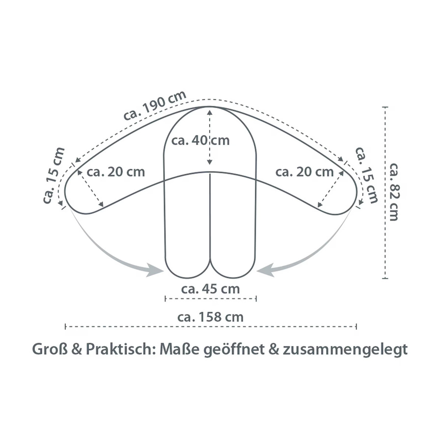 Theraline Original Stillkissen Musselin aus Baumwolle, Grau, Breite: 190 cm, Breite: 40 cm, Tiefe: 40 cm, Höhe: 40 cm - Bild 1