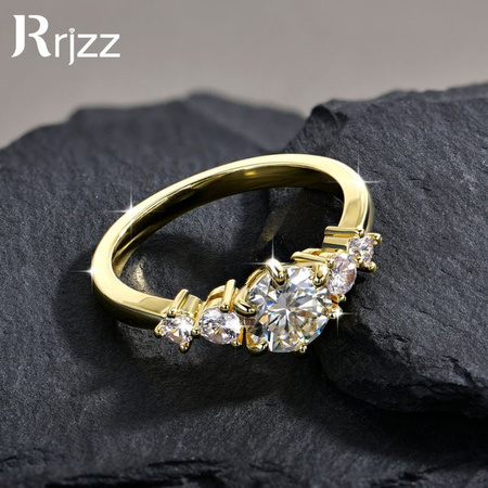 Rrjzz Verlobungsring, Moissanit, 14k Vergoldung, Damen