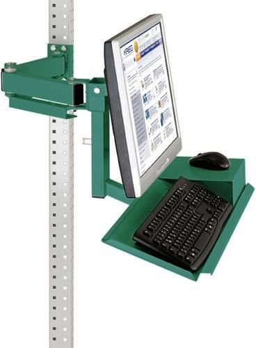 Manuflex ZB3626.0001 Standard Monitorträger für UNIVERSAL und PROFI mit Tastatur- und Mausfläche sowie VESA-Adapter 100mm in Grau/Grün aus Stahl - Bild 1