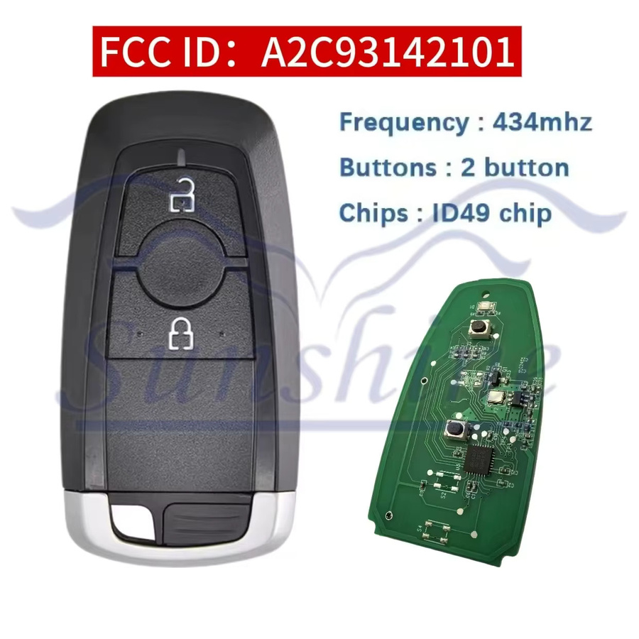 Sunshine Smart Keyless Entry Autoschlüssel 434 MHz für Ford Edge, S-MAX und Galaxy 2017–2020 mit 2/3 Knöpfen A2C 93142101 HS7T-15K601-DC - Bild 2