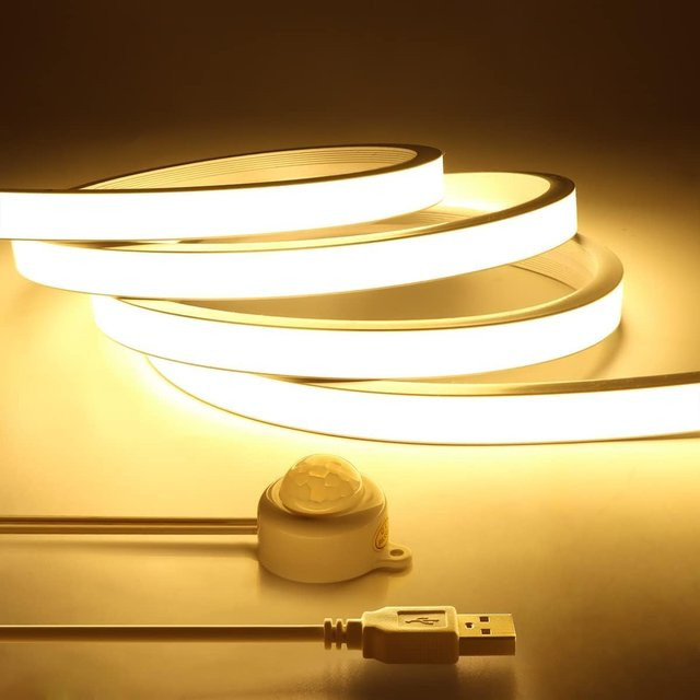 Gyarfas LED Streifen mit PIR Bewegungssensor und COB Neonlicht, USB 5V, wasserdicht für Treppen und Wohnzimmerbeleuchtung - Bild 1