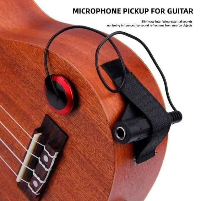 QiJiStar Professioneller Piezo-Kontakt-Tonabnehmer für Akustikgitarre, Ukulele, Banjo, Kalimba und Harfe in Schwarz - Bild 1
