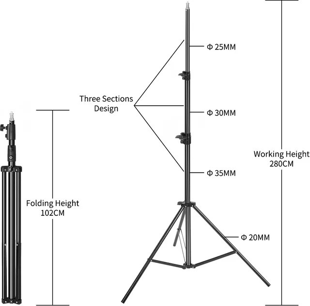 SH 12 Style Stativ in Schwarz für Mobiltelefone, Selfie-Sticks und Fotostudio-Blitzgeräte mit 1/4 Zoll Schraubkopf - Bild 1
