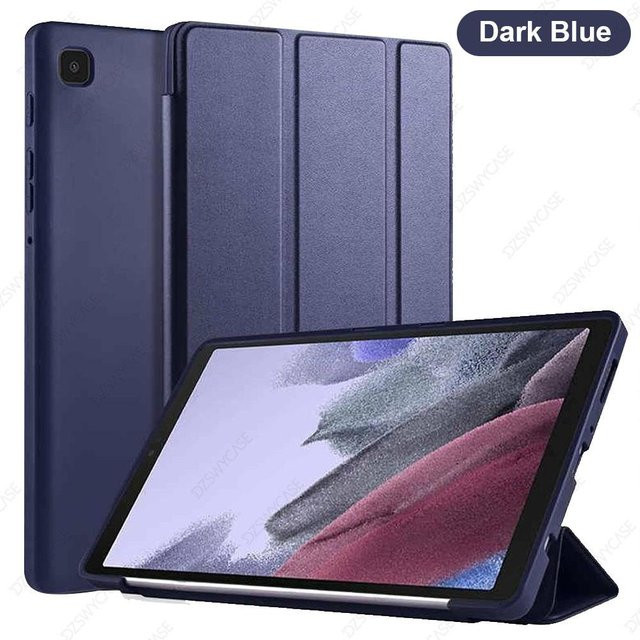 Stoßfeste Schutzhülle aus PU-Leder und TPU für Samsung Galaxy Tab A7 Lite 8,7 Zoll mit Dreifachständer und Auto Wake/Sleep Funktion in Blau - Bild 1