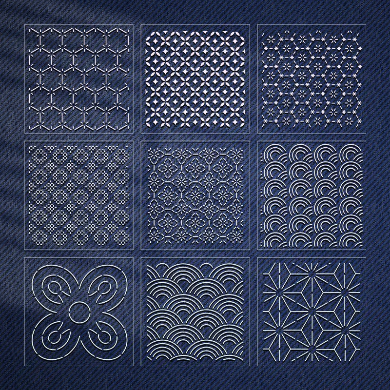 YOMDID Sashiko Stickerei Vorlagen Set aus 9 Stück, transparente geometrische Patchwork Schablonen für DIY Handarbeit, B/B/H: 15 x 15 x 15 cm - Bild 2