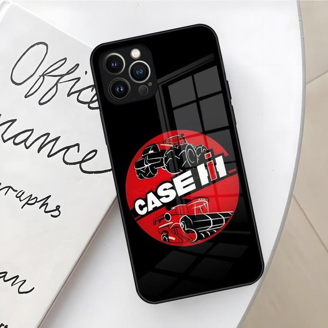 Handyhülle Case International Harvester IH Traktor für iPhone 16 15 14 13 12 11 Pro Max Mini X XR XS SE 8 in Schwarz mit Puls Glas Schutz - Bild 1