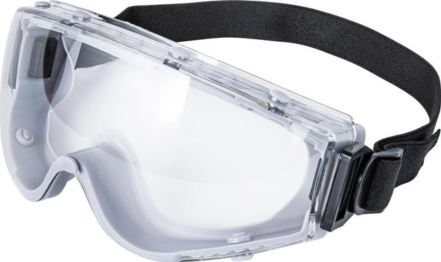 LUX-TOOLS Full Vision Schutzbrille mit Band in Schwarz und Transparent - Bild 1
