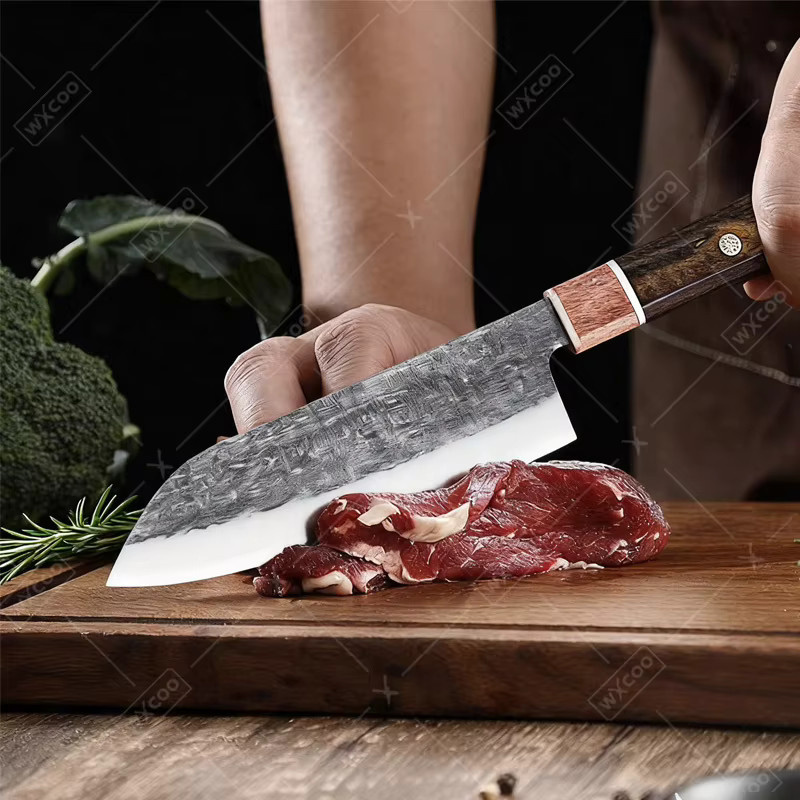 WXCOO Handgeschmiedetes Santoku Japanisches Kochmesser aus Holz mit Schutzhülle - Bild 3