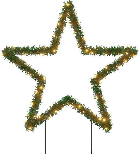 vidaXL Weihnachtsstern aus Eisen mit 80 LEDs und Erdspießen, Grün/Schwarz, Höhe: 60 cm - Bild 1