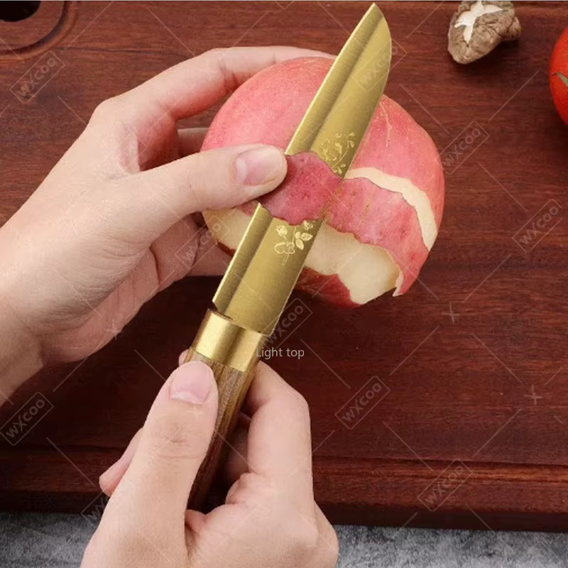 WXCOO Obstmesser aus Edelstahl in Schwarz mit Holzgriff, 10,16 cm Allzweckmesser zum Schneiden von Obst und Gemüse - Bild 3