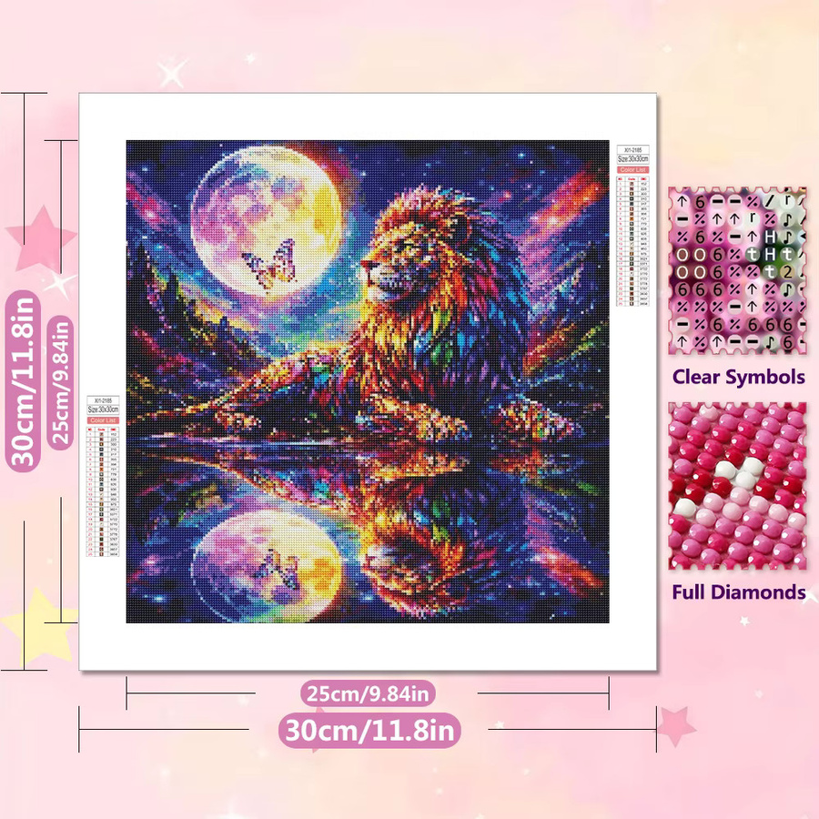 EverShine Diamantmalerei Löse mit Mond Motiv 5D Mosaik Set mit Rundbohrern in Multicolour B/B/B: 20 x 20 x 20 cm - Bild 2