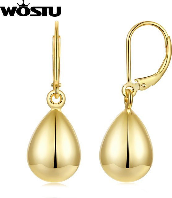 WOSTU Tropfenohrringe, 18K vergoldetes Kupfer, 925 Silber, Gold - Bild 1