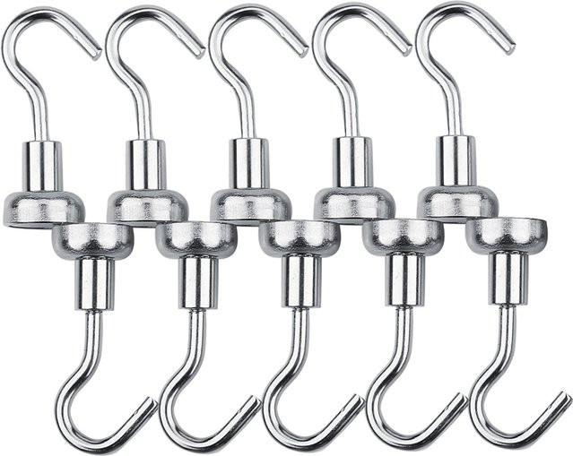 Meterk Set aus 10 Schwerlast-Magnethaken für die Innenraumorganisation, Farbe: Silber, Durchmesser: 16 mm - Bild 1