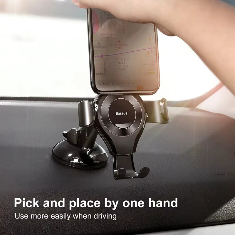 Baseus Autotelefonhalter Gravity Dashboard Sucker für iPhone, Samsung, Xiaomi und Huawei in Schwarz - Bild 2