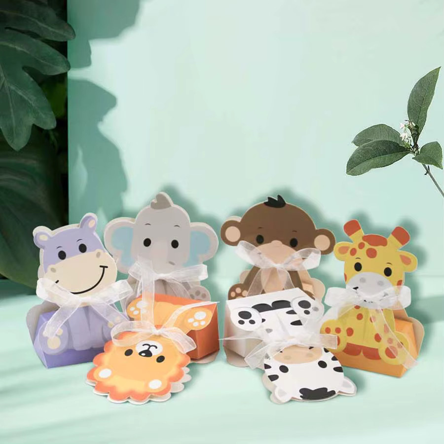 12 Stück Safari Tier Goodie Boxen aus Papier für Dschungel Party und Baby Shower in Mehrfarbig - Bild 2