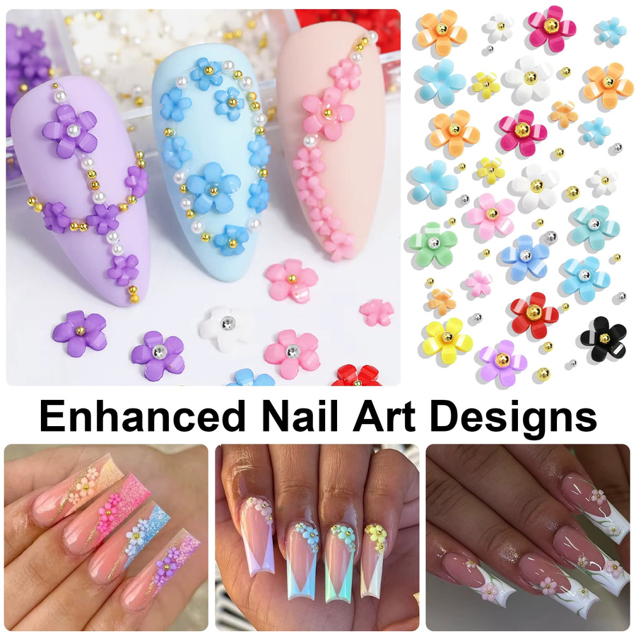 Misscheering Nagelkunst Deko-Set, 3D Acryl Blumen, Glänzend - Bild 2
