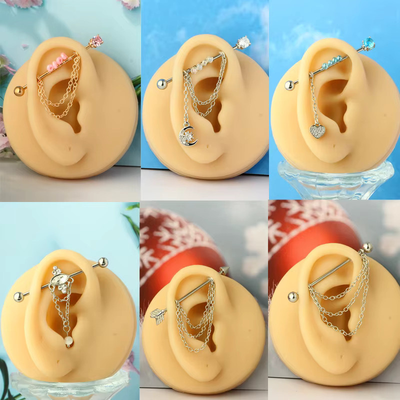 JunlowPY Piercing Barbell Edelstahl, Stern, Silber, Unisex - Bild 2