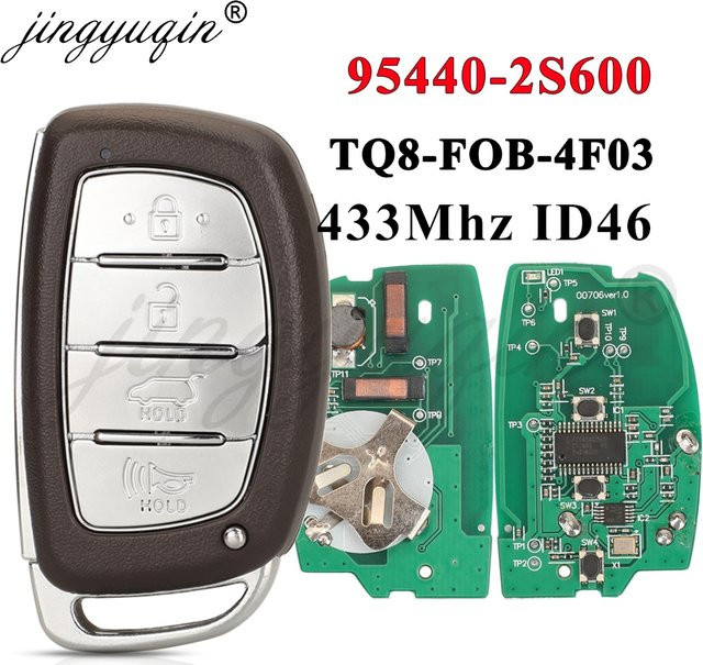Jingyuqin Auto Smart Key 433 MHz ID46 für Hyundai Tucson 2014 2015 IX35 TQ8-FOB-4F03 Proximity Keyless 4 Tasten in Schwarz - Bild 1