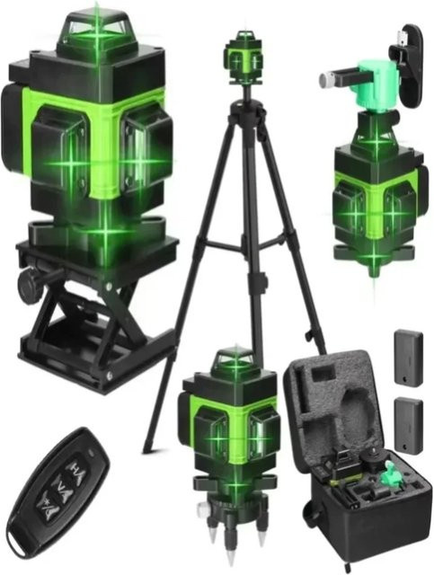 Professionelles 4D Laser-Nivelliergerät mit 16 grünen Linien für horizontale und vertikale Messungen, selbstnivellierend - Bild 1