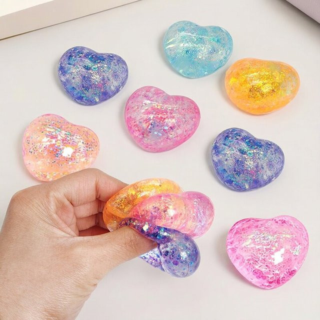 soulbao Farbwechselndes Herz-Quetschspielzeug mit Pailletten, multicolour - Bild 1
