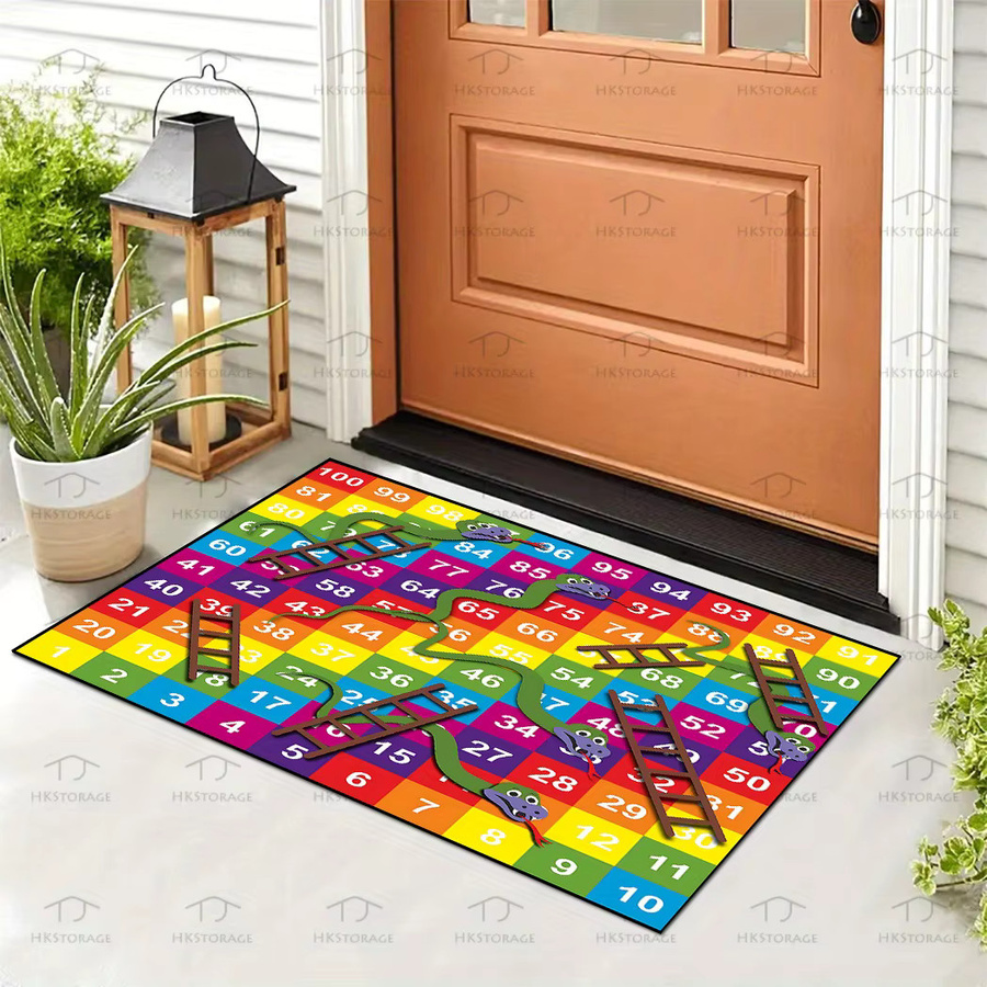 VIKAMA Schlangenleiter Spielmatte als dekorative Fußmatte und Teppich für Wohnzimmer, Küche oder Eingangsbereich, Mehrfarbig, B/T: 60 x 40 cm - Bild 3