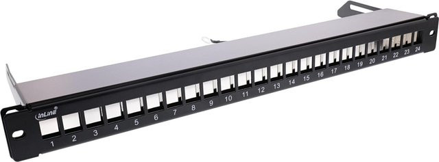 InLine Patchfeld 24-fach Keystone Snap-In Leerblech Patchpanel, 1HE, schwarz (76824K) - Bild 1