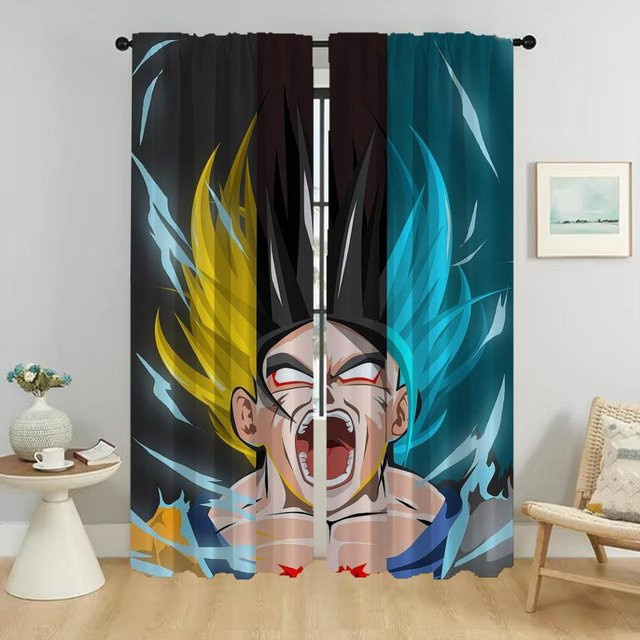 2er-Set Drachen Vorhänge mit Grafikdesign für Wohnzimmer und Schlafzimmer, Mehrfarbig, Breite: 50 cm, Höhe: 70 cm - Bild 1