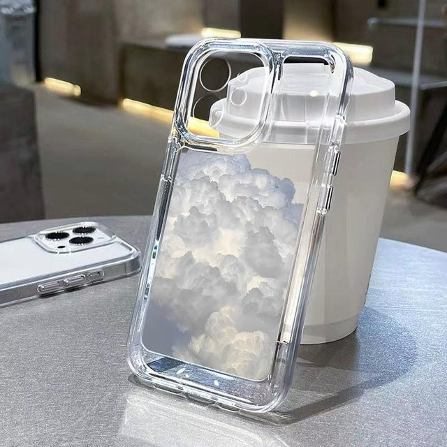 Stoßfeste Handyhülle TUNEDEE für iPhone 11 bis 15 Pro Max in Weiß Transparent - Bild 1