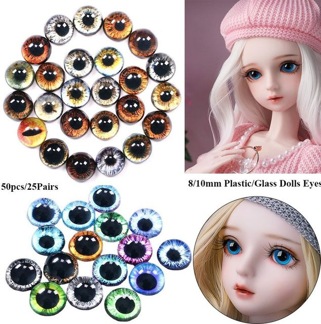 Puppen Augen DIY Handwerk, Kunststoff/Glas, 50-teiliges Set, Bunt / Mehrfarbig - Bild 1