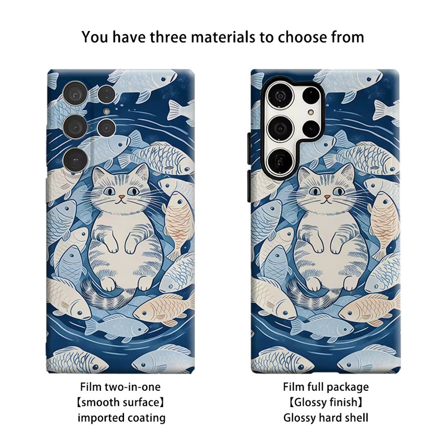 Stoßfeste Doppelschicht Handyhülle mit Katzenfisch-Design für Samsung Galaxy S26 S25 S24 S23 Ultra und Plus - Bild 2