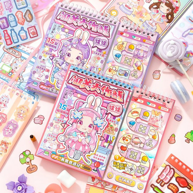 Kawaii 3D Gourmet Adventure Dress-up Stickerbuch DIY Mode-Spiel für Mädchen, Mehrfarbig - Bild 1