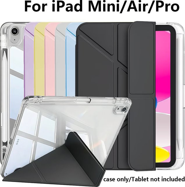 Chenxinyi Faltbare Acryl-Tablet-Hülle für iPad 10. und 11. Generation sowie iPad Air, Pro, Mini in Schwarz - Bild 1
