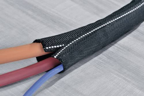 HellermannTyton Twist-In-FR 50-PET-BK Geflechtschlauch Schwarz aus Polyester, Durchmesser: 38 bis 50 mm, Länge: 15 m - Bild 1
