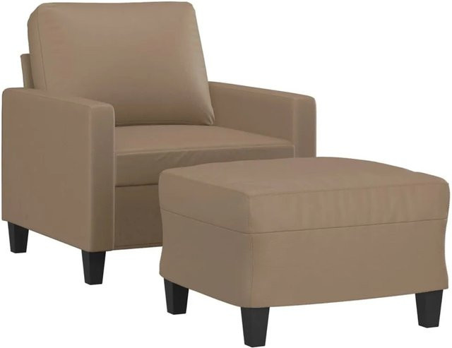 vidaXL Sessel mit Hocker in Cappuccino-Braun aus Kunstleder für das Wohnzimmer - Bild 1