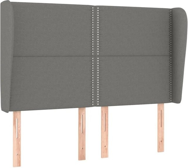 vidaXL Kopfteil mit Ohren in Dunkelgrau, gepolstertes Stoff-Kopfteil für das Schlafzimmer, Breite: 147 cm, Tiefe: 23 cm, Höhe: 118 cm - Bild 1