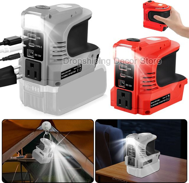 BSIDE Inverter-Adapter DC 18V zu 110V/220V Stromversorgung für Makita, DeWalt, Milwaukee, Bosch und Einhell mit USB Typ-C Anschluss - Bild 1