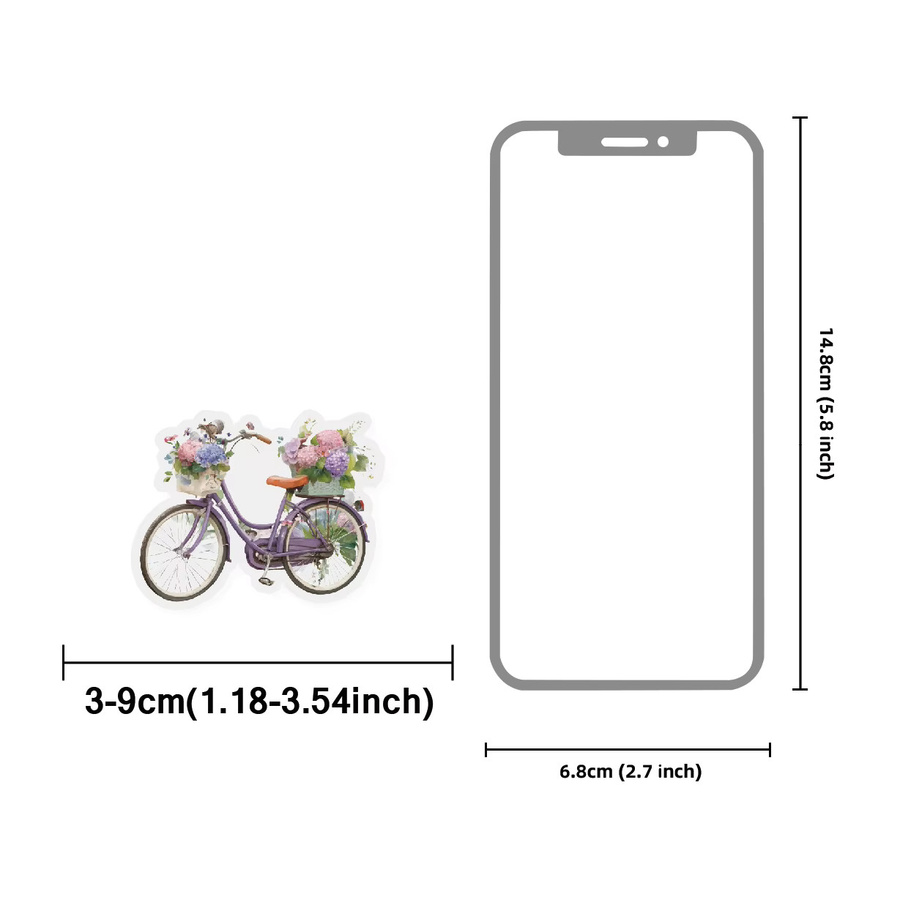 Etori Life Retro-Kunstaufkleber mit Blumen- und Fahrradmuster in Multicolour für Scrapbooking und DIY-Dekoration - Bild 2