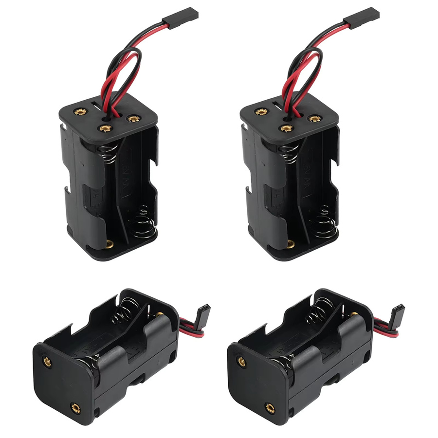 DIYmall Batteriehaltergehäuse mit JR-Anschlusskabel für 4 AA-Batterien, 6V, Schwarz - Bild 4