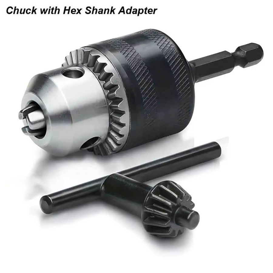 Bohrfutter-Adapter Set mit Spannfutterschlüssel für Schlagschrauber und SDS-Plus, 1,5–13 mm Aufnahme, 1/2–20 UNF-Montage, Farbe: Silber - Bild 3