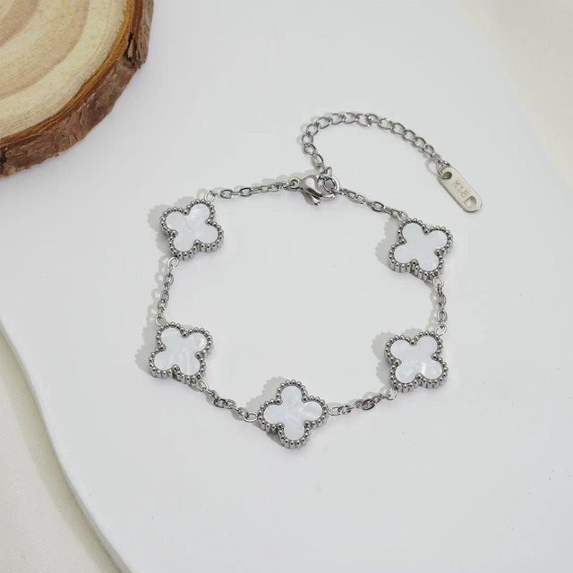 Armband Kleeblatt, Titanstahl, gray, Damen - Bild 1