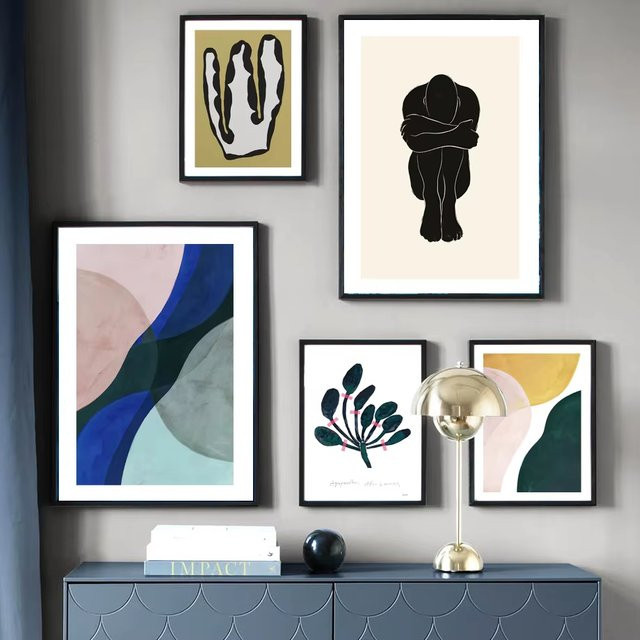 Potdemiel Wandkunst Leinwanddruck Geometrische Abstrakte Kaktus-Pflanzen-Körpermalerei in Mehrfarbig - Bild 1