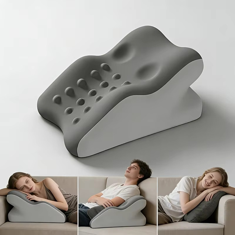 HEHUAI HT Ergonomisches Keilkissen zur Rücken- und Nackenstütze in Schwarz und Grau mit abnehmbarem und waschbarem Bezug - Bild 2
