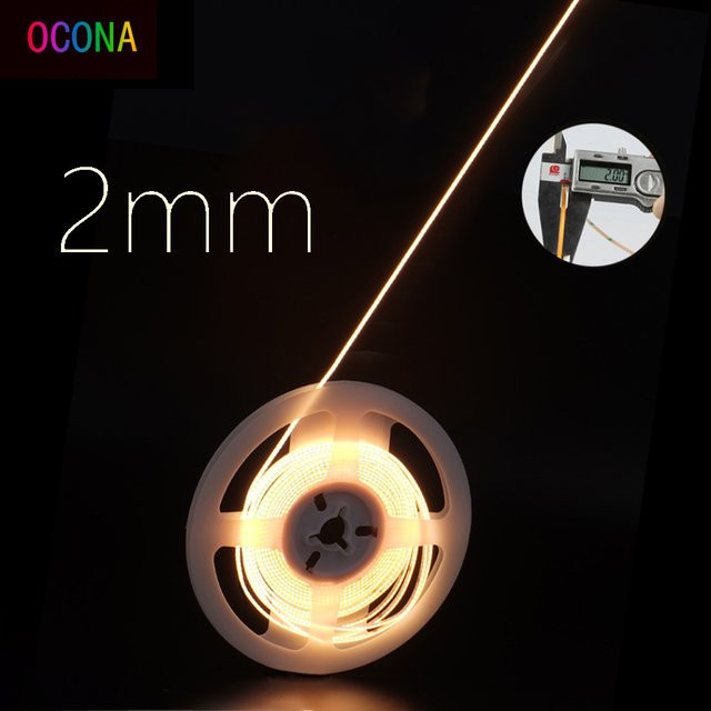 OCONA COB-LED-Streifenlicht 12 V, flexibles lineares Band für Schrank und Regal, 2 mm dünn, warmweiß/kaltweiß - Bild 1
